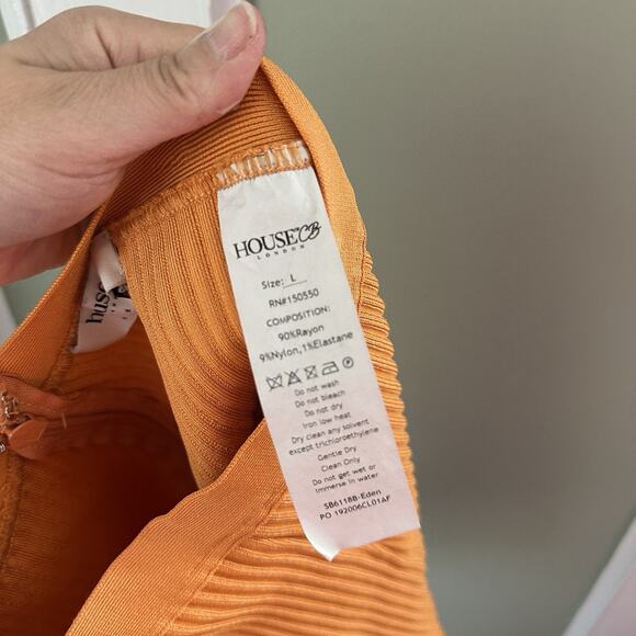 House of CB Eden Ribbed Bike Shorts in Rust Orange Large Stretch Hot - Picture 2 of 8